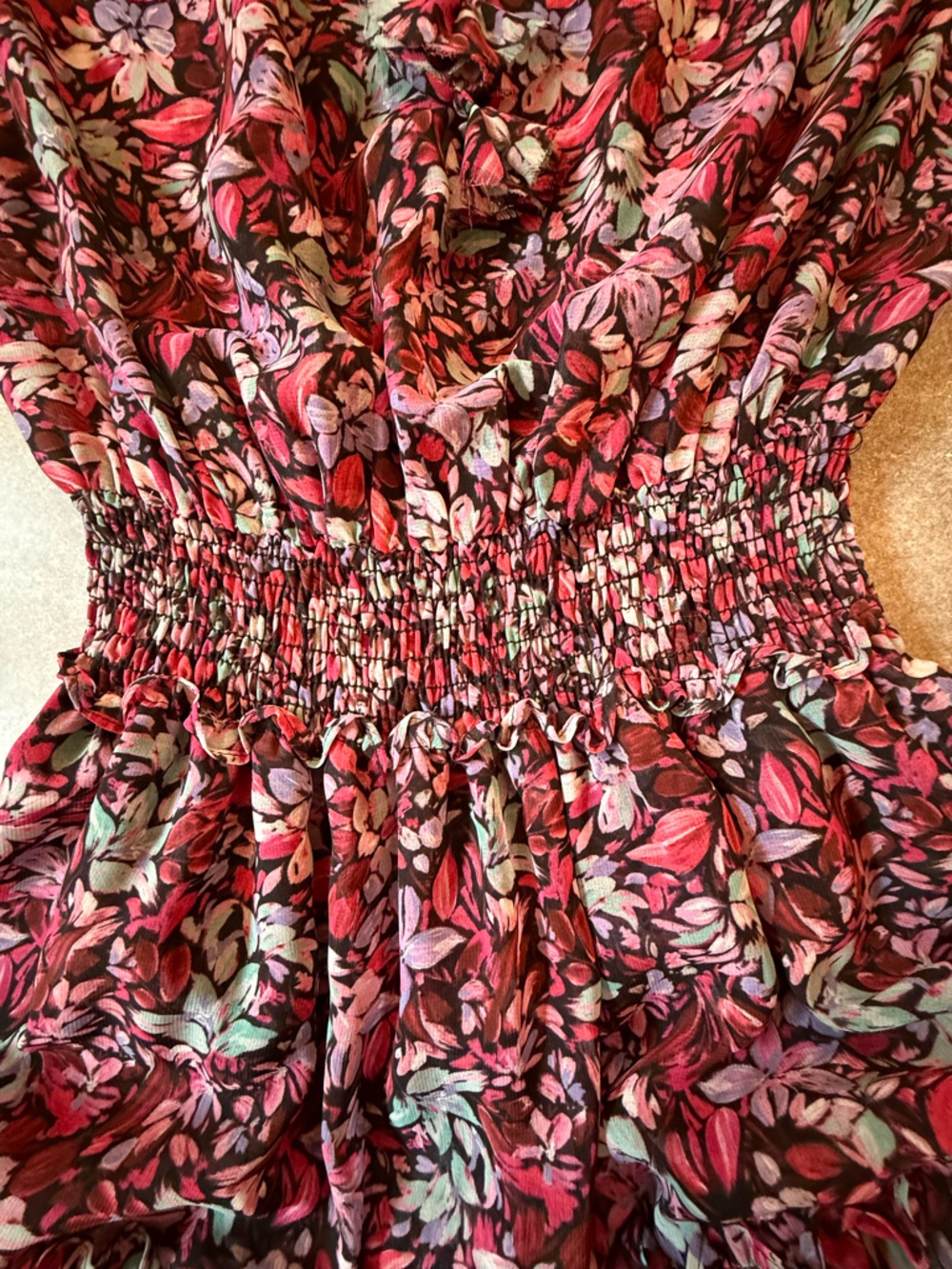 MISA Los Angeles Xirena Floral Ruffle Maxi Dress Purple Pink Size Small - Picture 7 of 12